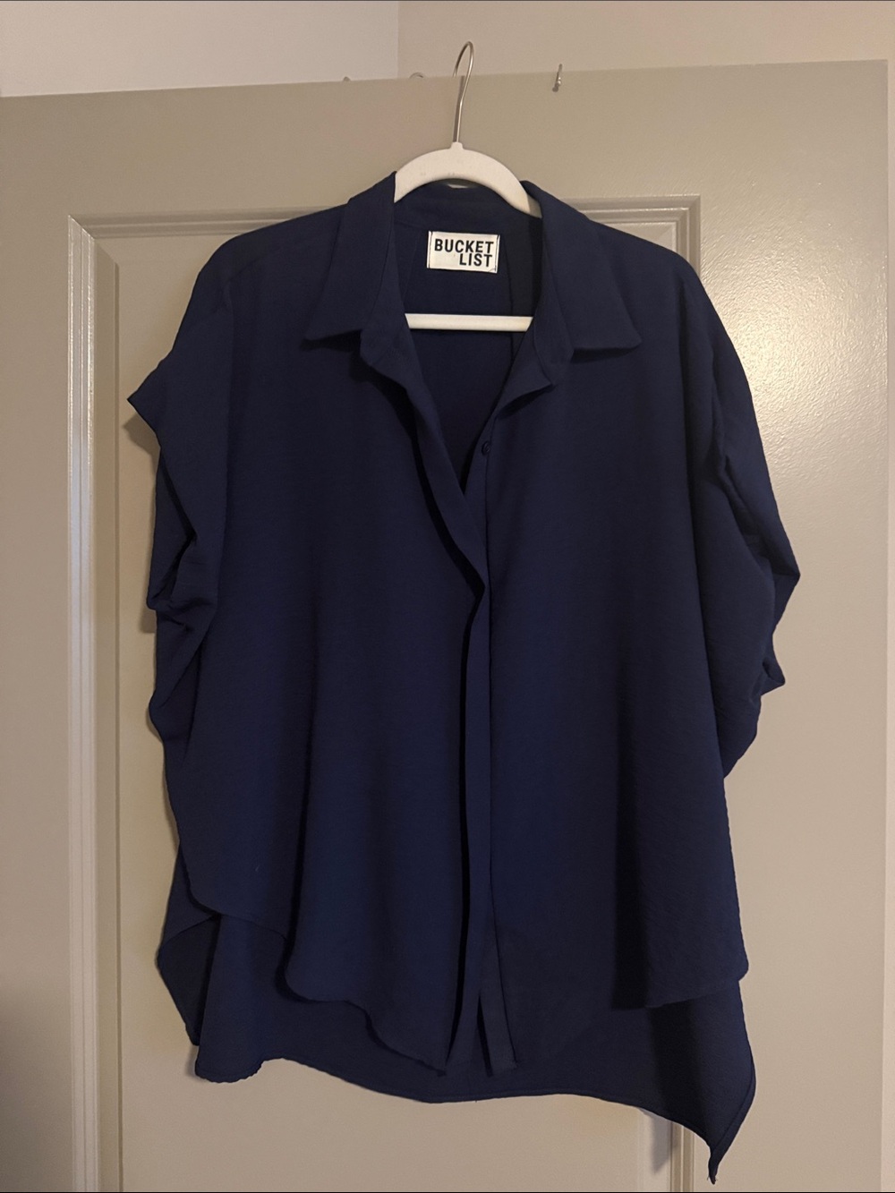 BUCKETLIST Dark Navy Relaxed Button-Down Blouse